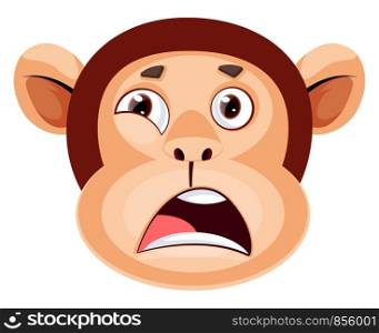 Monkey is feeling stressed, illustration, vector on white background.