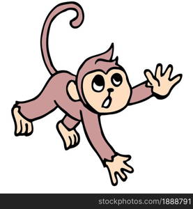 monkey is running after something. cartoon illustration sticker mascot emoticon