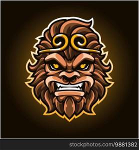 Monkey king head mascot logo
