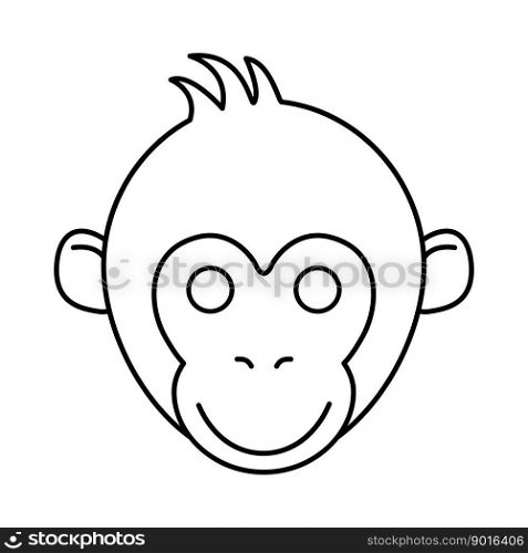 Monkey line head. Vector illustration isolated on white.. Monkey line head.