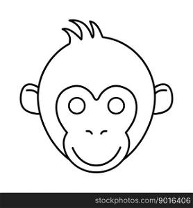 Monkey line head. Vector illustration isolated on white.. Monkey line head.