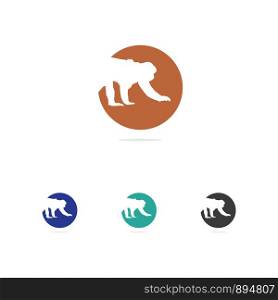 Monkey logo design, chimpanzee face vector icon, animal illustration