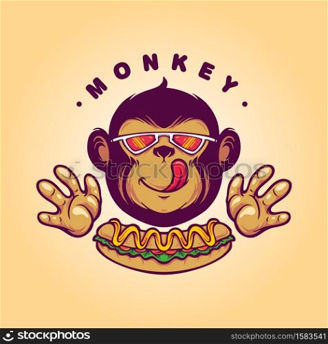 Monkey Logo Hotdog Food for your restaurant business