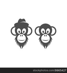 Monkey logo icon illustration vector flat design template