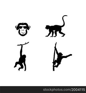 Monkey logo vector illustration flat design.