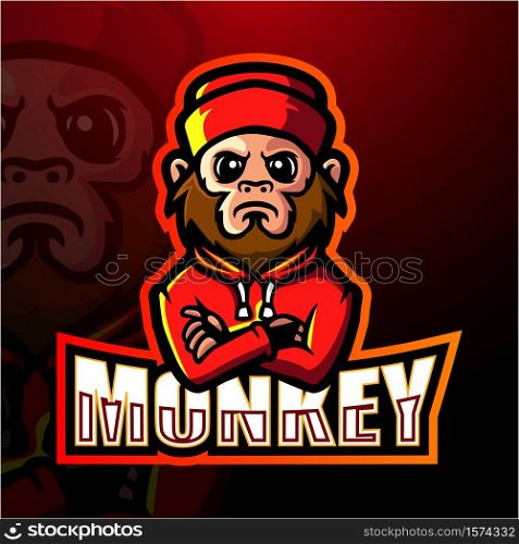 Monkey mascot esport logo design