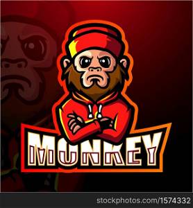 Monkey mascot esport logo design