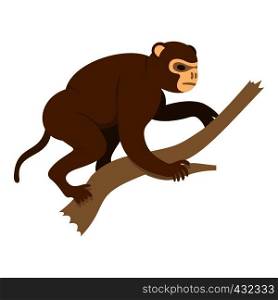 Monkey sitting on a branch icon flat isolated on white background vector illustration. Monkey sitting on a branch icon isolated