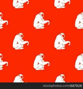 Monkey sitting pattern repeat seamless in orange color for any design. Vector geometric illustration. Monkey sitting pattern seamless