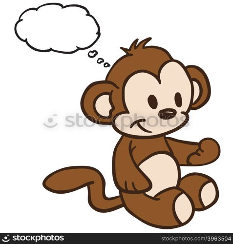 monkey with thought bubble cartoon