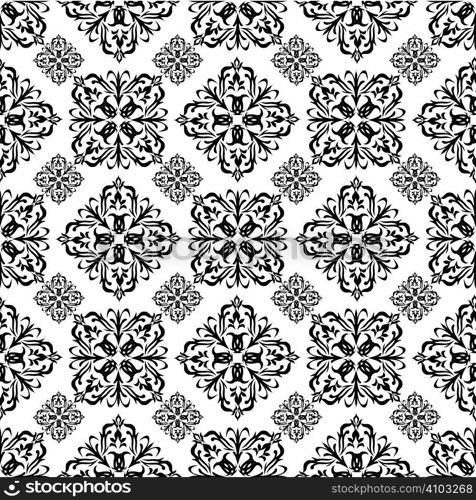 Mono black wallpaper with seamless repeating pattern with white background