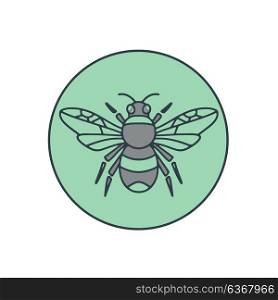 Mono line illustration of a bumble bee set inside circle on isolated background.. Bumble Bee Circle Mono Line