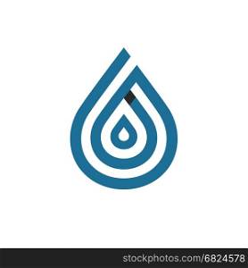 Mono line water drop logo. Monochromatic vector logotype.