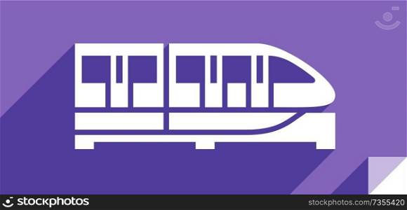 Mono rail, transport flat icon, sticker square shape, modern color. Transport on the road