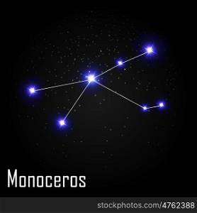 Monoceros Constellation with Beautiful Bright Stars on the Background of Cosmic Sky Vector Illustration EPS10. Monoceros Constellation with Beautiful Bright Stars on the Backg