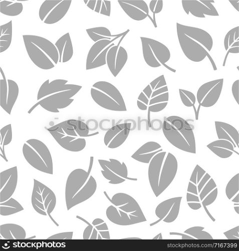 Monochrom foliage pattern. Clean spring natural foliage design seamless background, grey leaves vector wallpaper texture. Monochrom foliage pattern