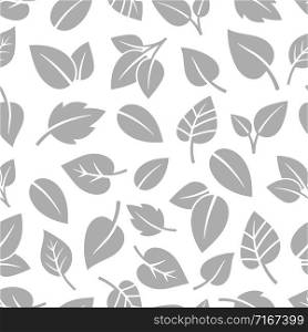 Monochrom foliage pattern. Clean spring natural foliage design seamless background, grey leaves vector wallpaper texture. Monochrom foliage pattern