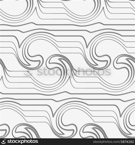 Monochrome abstract geometrical pattern. Modern gray seamless background. Flat simple design.Gray abstract waves with thickening reflected.