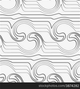 Monochrome abstract geometrical pattern. Modern gray seamless background. Flat simple design.Gray abstract waves with thickening reflected.