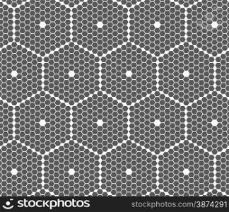 Monochrome abstract geometrical pattern. Modern gray seamless background. Flat simple design.Gray small hexagons forming big hexagons.