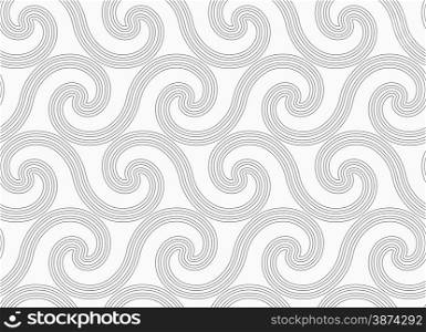 Monochrome abstract geometrical pattern. Modern gray seamless background. Flat simple design.Gray simple striped spiral waves.