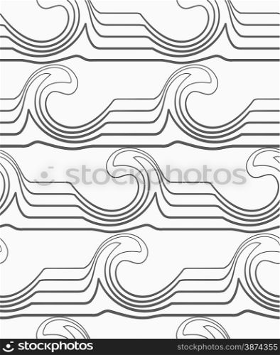 Monochrome abstract geometrical pattern. Modern gray seamless background. Flat simple design.Gray abstract waves with thickening.