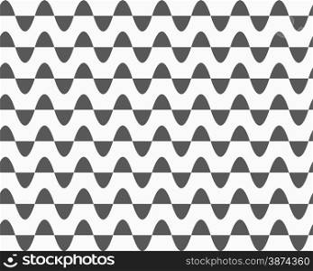 Monochrome abstract geometrical pattern. Modern gray seamless background. Flat simple design.Gray horizontal semi ovals in rows.