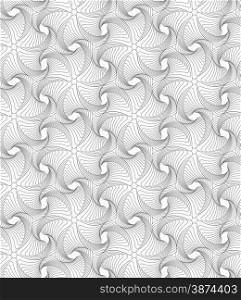 Monochrome abstract geometrical pattern. Modern gray seamless background. Flat simple design.Gray wavy twisted rounded sea stars.