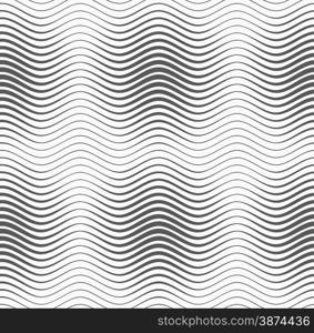 Monochrome abstract geometrical pattern. Modern gray seamless background. Flat simple design.Gray wavy lines with thickenings.