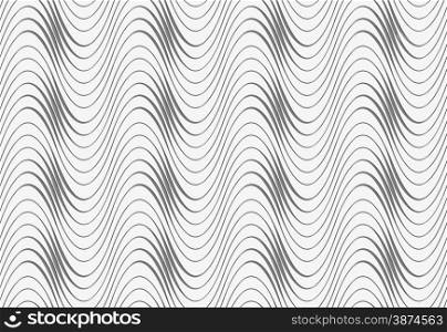 Monochrome abstract geometrical pattern. Modern gray seamless background. Flat simple design.Gray wavy texture with thickening.