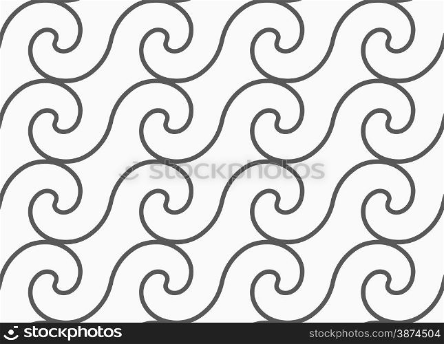 Monochrome abstract geometrical pattern. Modern gray seamless background. Flat simple design.Gray simple spiral waves.