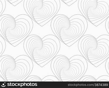 Monochrome abstract geometrical pattern. Modern gray seamless background. Flat simple design.Gray unevenly striped hearts.