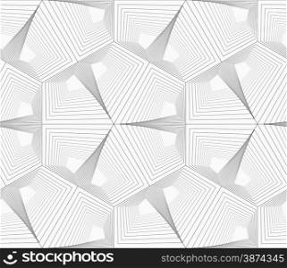 Monochrome abstract geometrical pattern. Modern gray seamless background. Flat simple design.Gray unevenly striped hexagons.