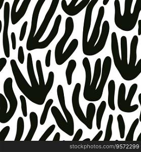 Monochrome abstract organic shape seamless pattern. Matisse inspired decoration wallpaper. Floral Botanical background. Doodle style design for fabric, textile print, surface, wrapping, cover. Monochrome abstract organic shape seamless pattern. Matisse inspired decoration wallpaper.