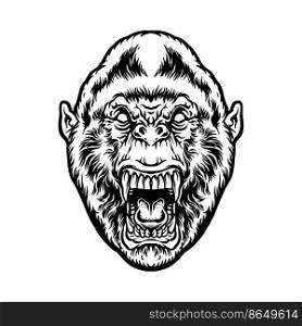 Monochrome Angry Gorilla Clipart vector illustrations for your work logo, merchandise t-shirt, stickers and label designs, poster, greeting cards advertising business company or brands