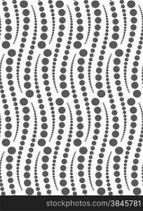 Monochrome dotted texture. Abstract seamless pattern. Ornament made of dots.Textured with dots vertical abstract snakes.