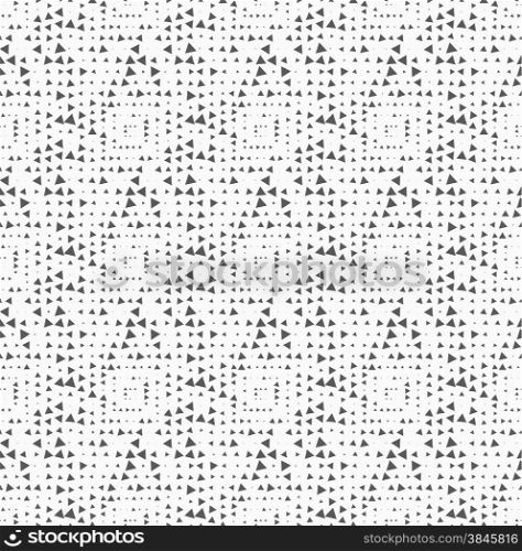 Monochrome dotted texture. Abstract seamless pattern. Ornament made of dots.Textured with randomly rotated triangles squares.