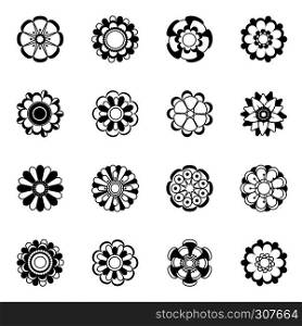 Monochrome floral icon set. Black vector flowers illustrations isolate. Black flower silhouette collection, design of monochrome flowers plant. Monochrome floral icon set. Black vector flowers illustrations isolate