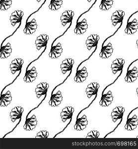 Monochrome flowers hand drawn texture. Vector seamless pattern with flower. Wallpaper floral background. Artistic theme with black flowers.. Monochrome flowers hand drawn texture. Vector seamless pattern with flower.