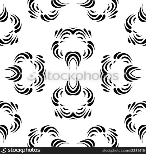 Monochrome geometric ornaments. Black and white wave patterns. Seamless wave background. Black abstract seamless pattern