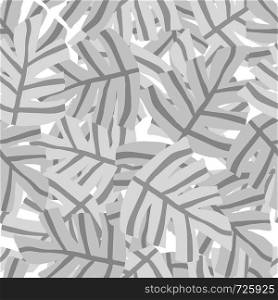 Monochrome leaves jungle print. Exotic plant. Tropical pattern, palm leaves seamless vector floral background.. Abstract tropical pattern, palm leaves seamless floral background.