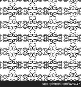 Monochrome ornamental seamless vector pattern made with interwoven wavy lines and curves as a fabric texture