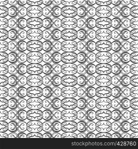Monochrome ornate seamless vector pattern made with interwoven wavy lines and curves as a fabric texture