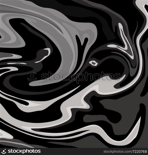 Monochrome pattern with chaotic wavy shapes as a pseudo paint effect