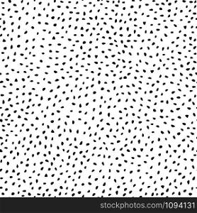 Monochrome polka dot seamless pattern on white background. Cute wallpaper. Simple design for fabric, textile print, wrapping paper, children textile. Vector illustration. Monochrome polka dot seamless pattern on white background.