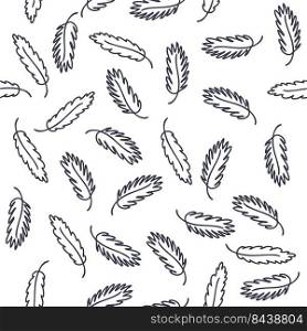 Monochrome seamless pattern with contour feathers. Simple doodle print for T-shirt, paper, fabric and stationery. Hand drawn vector illustration for decor and design.