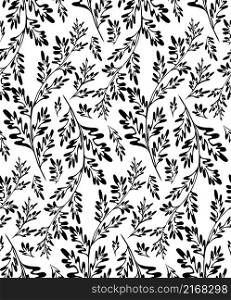 Monochrome vector seamless pattern with wormwood herbaceous on white background. Fabric with grass fields. Wallpaper with a branches of sagebrush. Natural background with Artemisia absinthium. Monochrome vector seamless pattern with wormwood herbaceous on white background. Fabric with grass fields. Wallpaper with a branches of sagebrush.