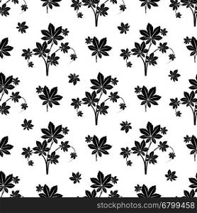 Monochromic botanical seamless pattern. Monochromic botanical seamless pattern with decorative floral branches. Vector illustration