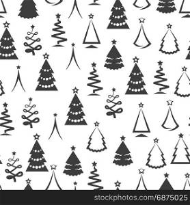 Monochromic christmas tree seamless pattern. Monochromic christmas tree seamless pattern, in black and white colors. Vector illustration