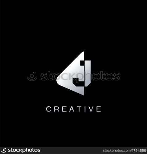 Monogram Abstract Techno Initial Letter J Logo icon vector design for business identity